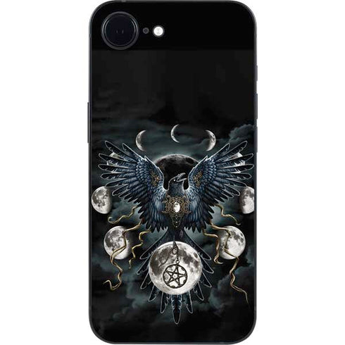 Crow and Moon Phases by Sarah Richter iPhone 16e Skin